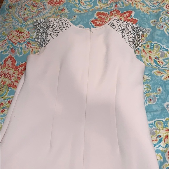 J Crew Cap Sleeve Cream Black Edged Lace Dress - Picture 7 of 7